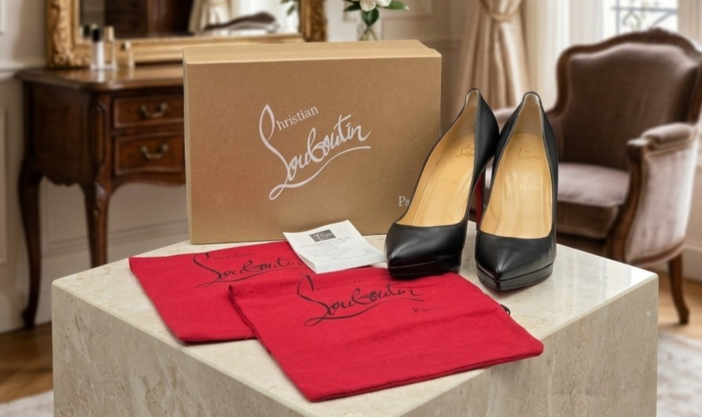 Christian Louboutin Pigalle Plato 100 Leather Platform Pumps size 42